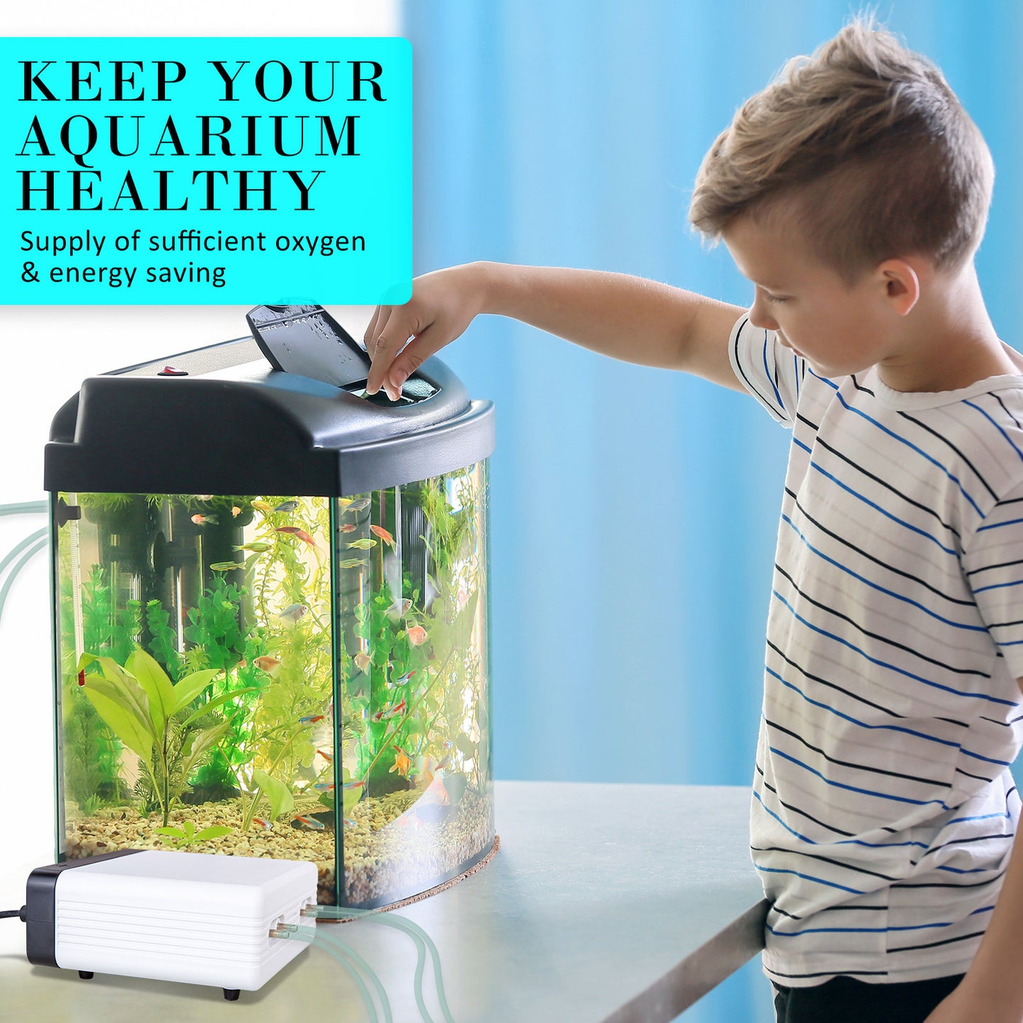 Aquarium Air Pump Oxygen Hydroponic 4 Outlet 670L/H 8W WHITE - ShopFrenzy