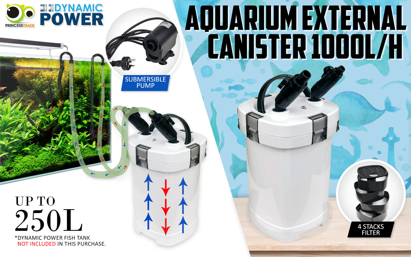 Aquarium External Canister Filter 1000L/H - ShopFrenzy