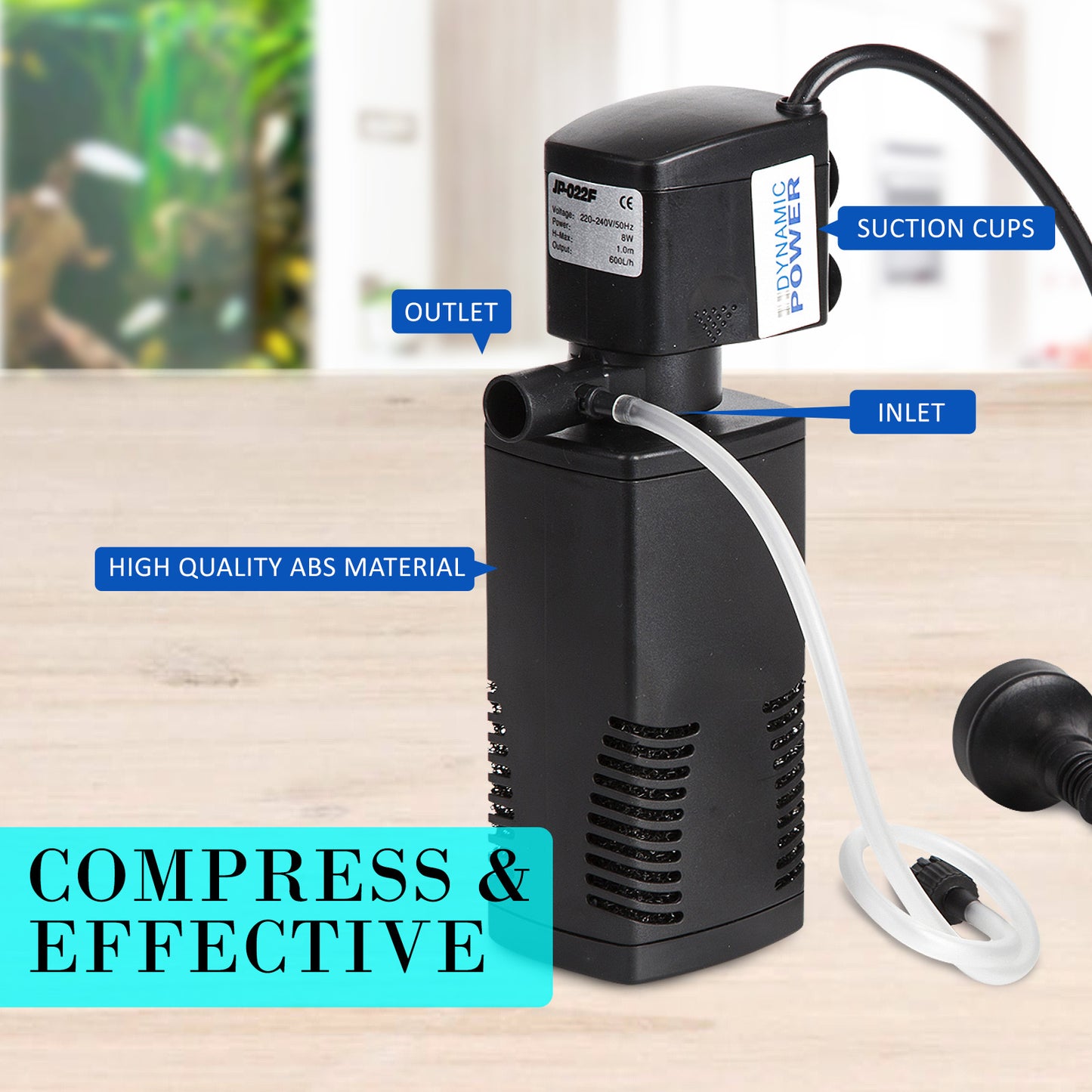 Aquarium Submersible Filter Pond Pump 600L/H 8W 1m - ShopFrenzy