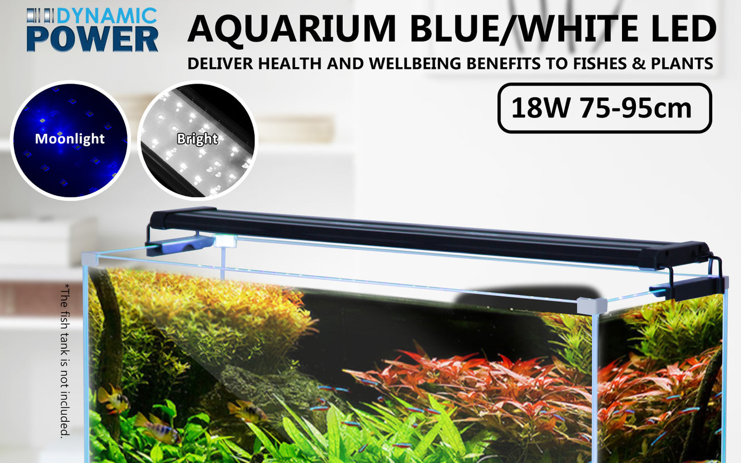 18W Aquarium Blue White LED Light for Tank 75-95cm - ShopFrenzy