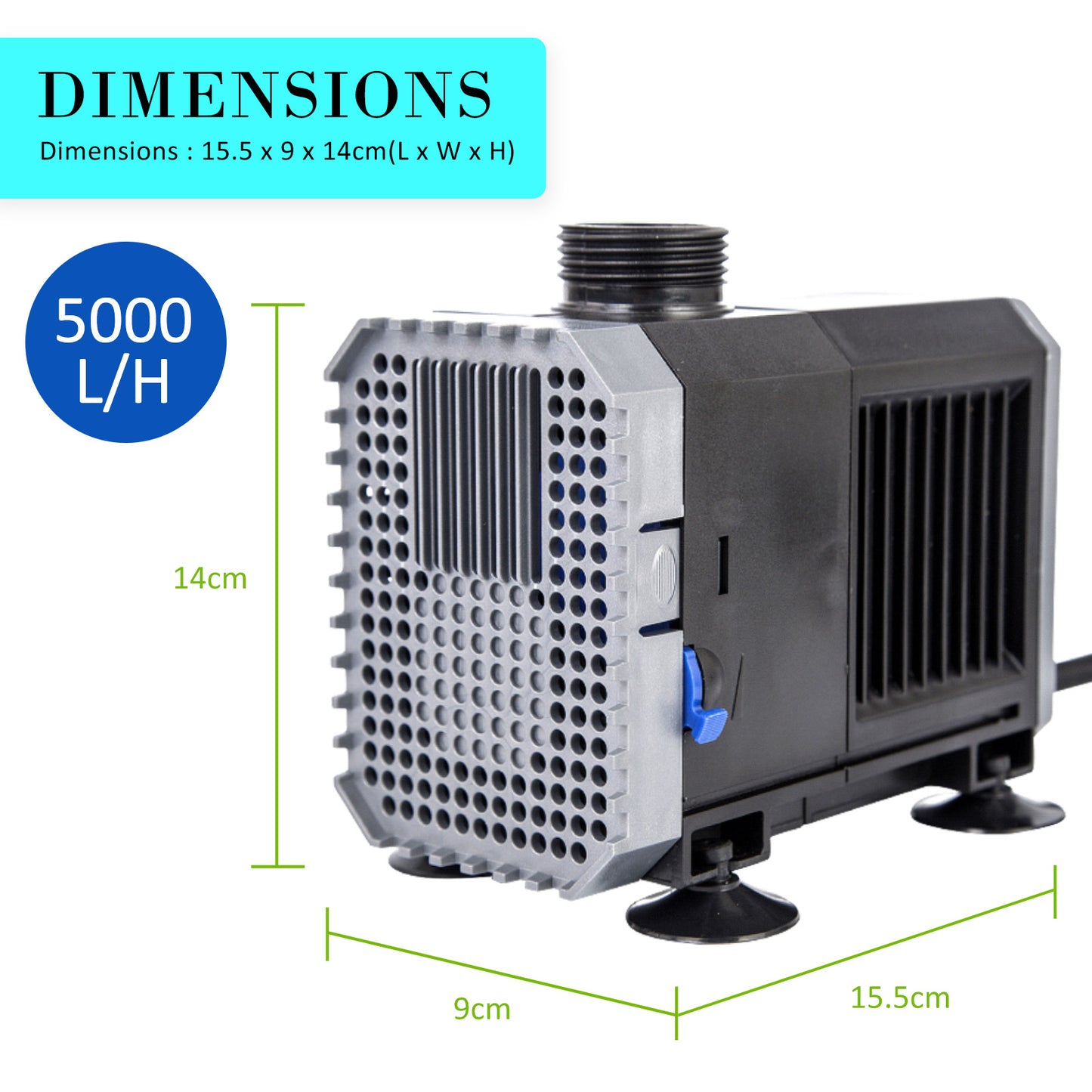 Aquarium Submersible Pond Water Pump 5000L/H 80W 3.8m - ShopFrenzy