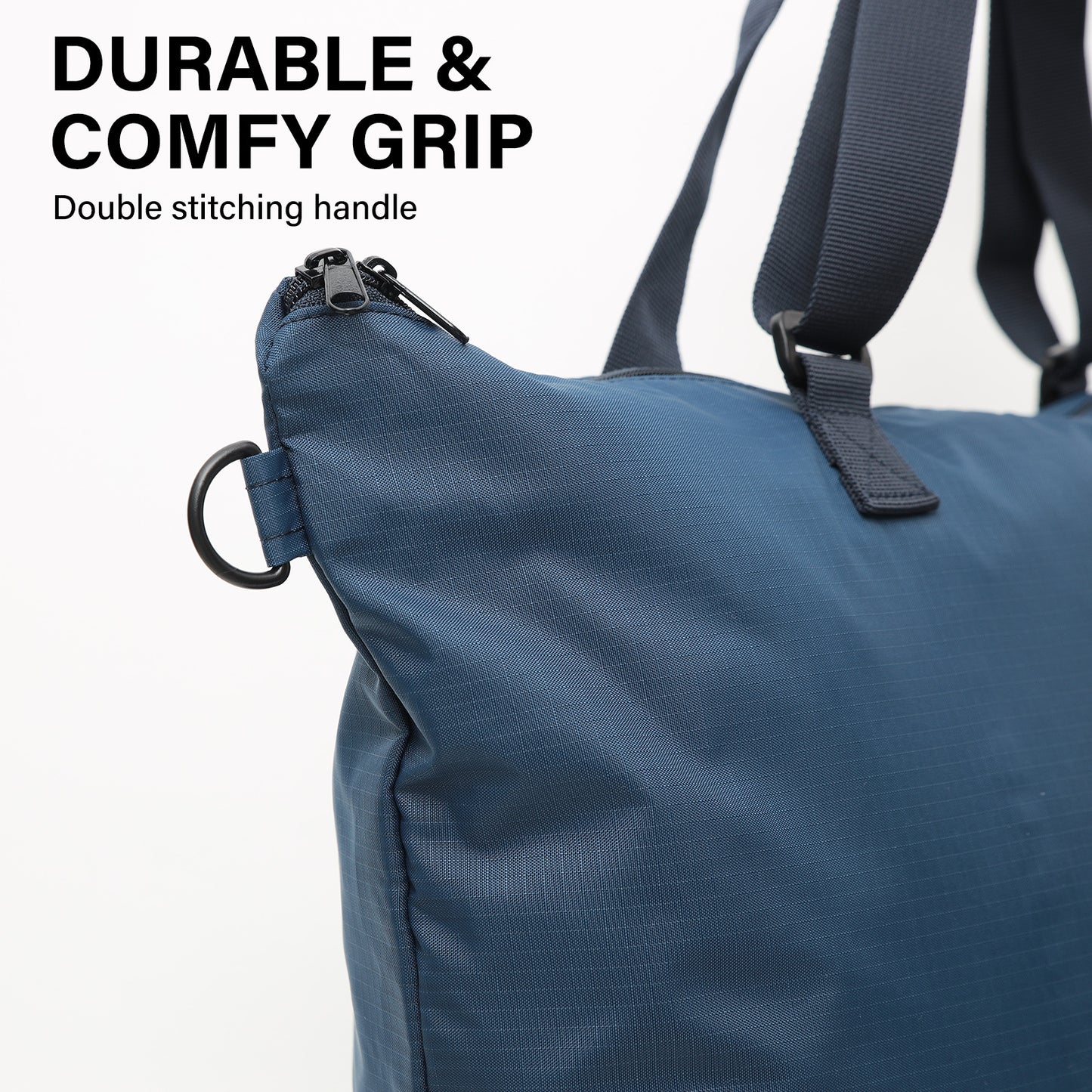 Shopper Bag Tote Bag Foldable Travel Laptop Grocery Nylon KO-DUAL NAVY - ShopFrenzy