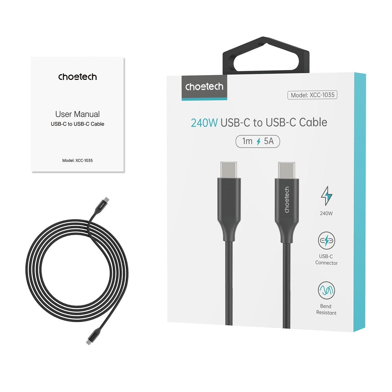 CHOETECH XCC-1035 USB-C M to M PD3.1 240W Super Fast Charging Cable 1M - ShopFrenzy