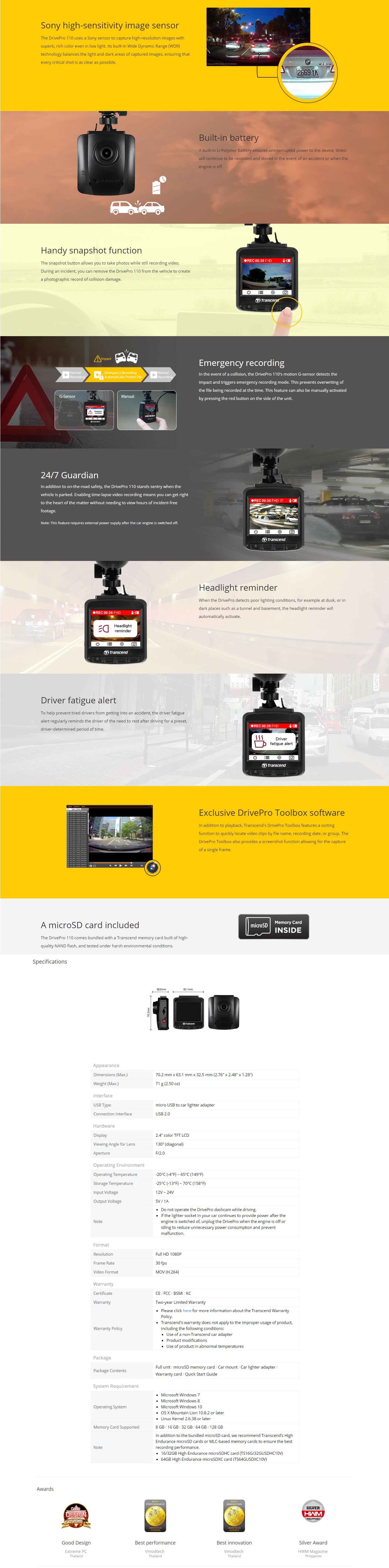 Transcend 16G DrivePro 110, 2.4" LCD, with Suction Mount - ShopFrenzy