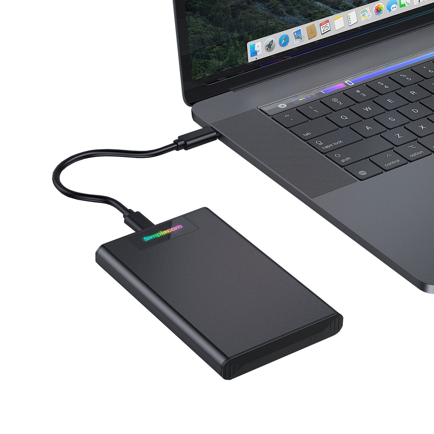 Simplecom SE239 Tool-free 2.5" SATA HDD SSD to USB-C Enclosure with RGB Lights USB 3.2 Gen 2 - ShopFrenzy
