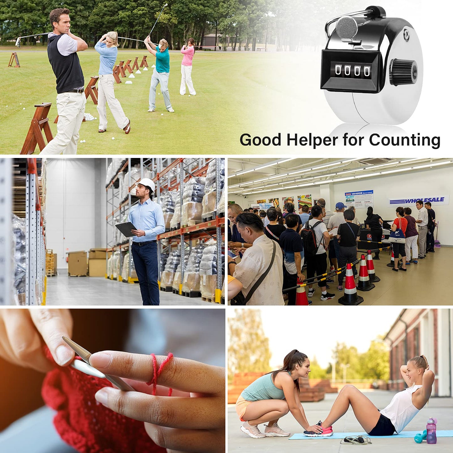 Hand Tally Counter 4-Digit Lap Counters Clicker Pitch for Counting Knitting Coaching - ShopFrenzy