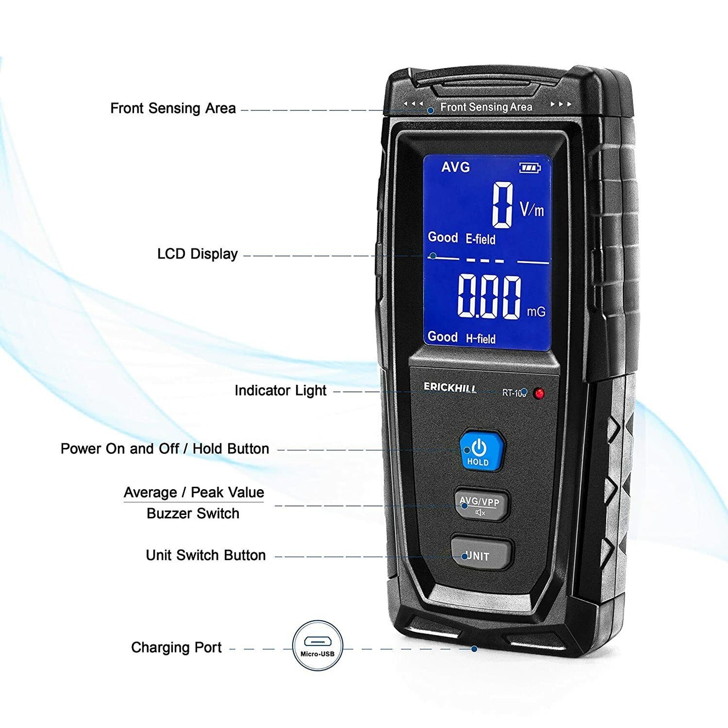 ERICKHILL EMF Meter Digital Electromagnetic Field Radiation Detector Machine - ShopFrenzy