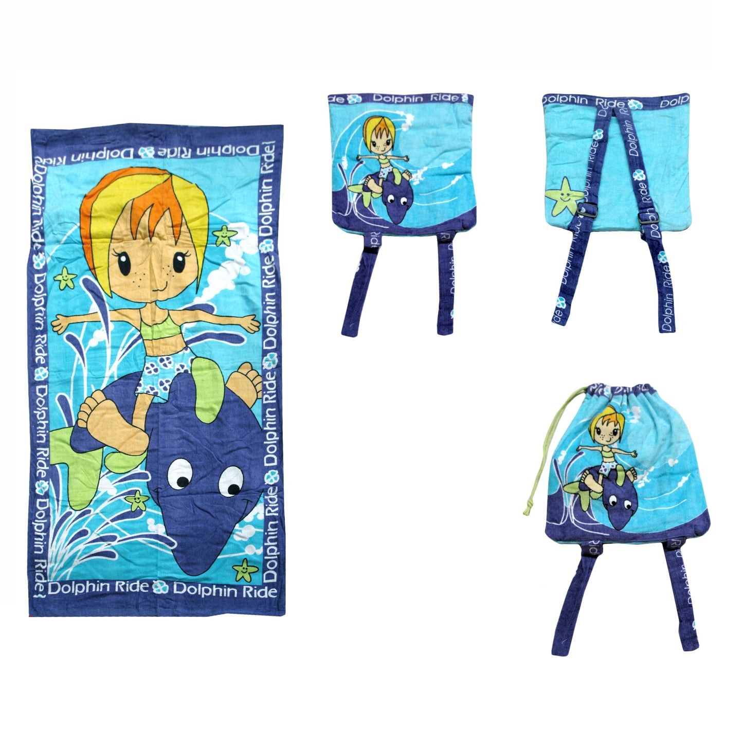 Kids Beach Towel N Bag Dolphin - ShopFrenzy