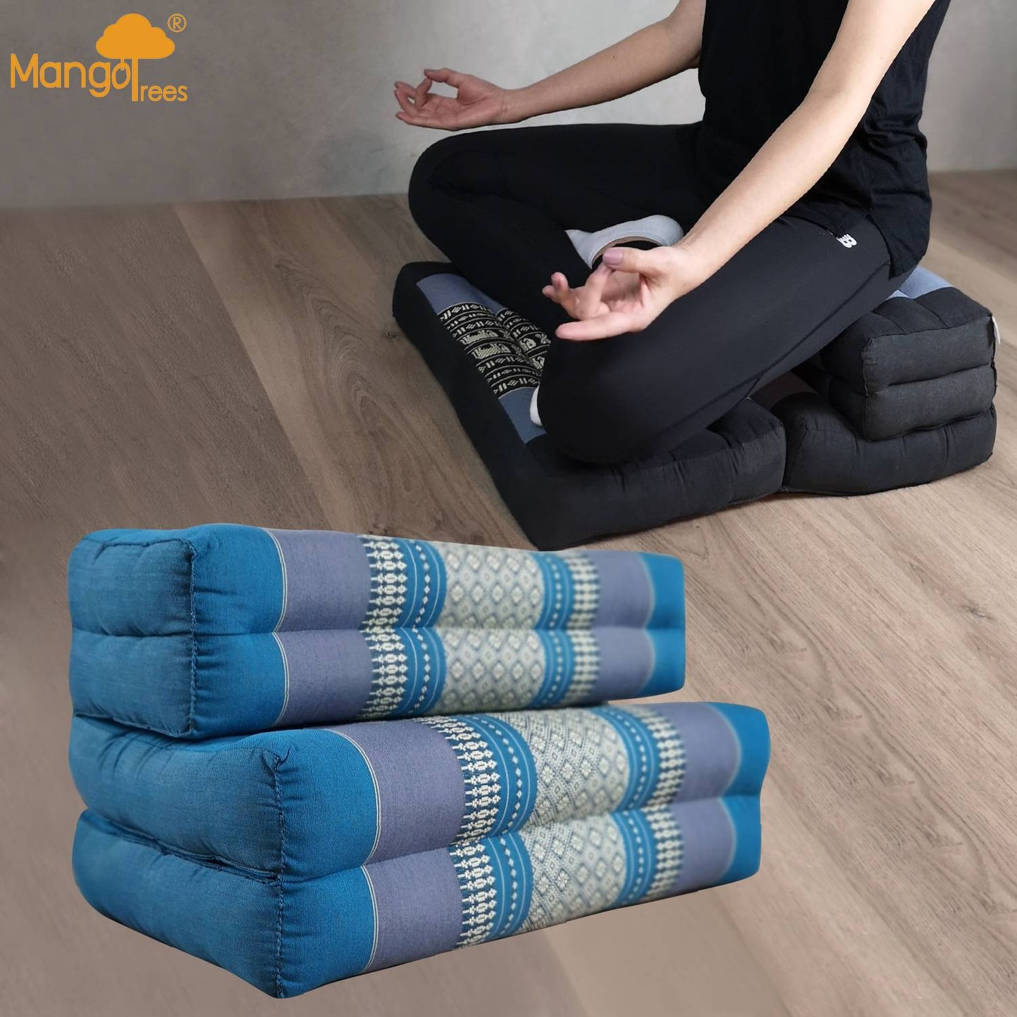 3-Fold Zafu Meditation Cushion Set Blue - ShopFrenzy