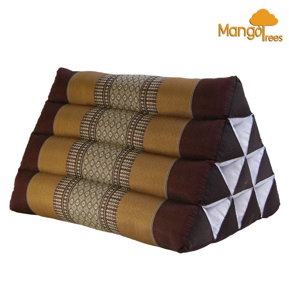 Thai Triangle Pillow Backrest Cushion Kapok Filled Brown - ShopFrenzy