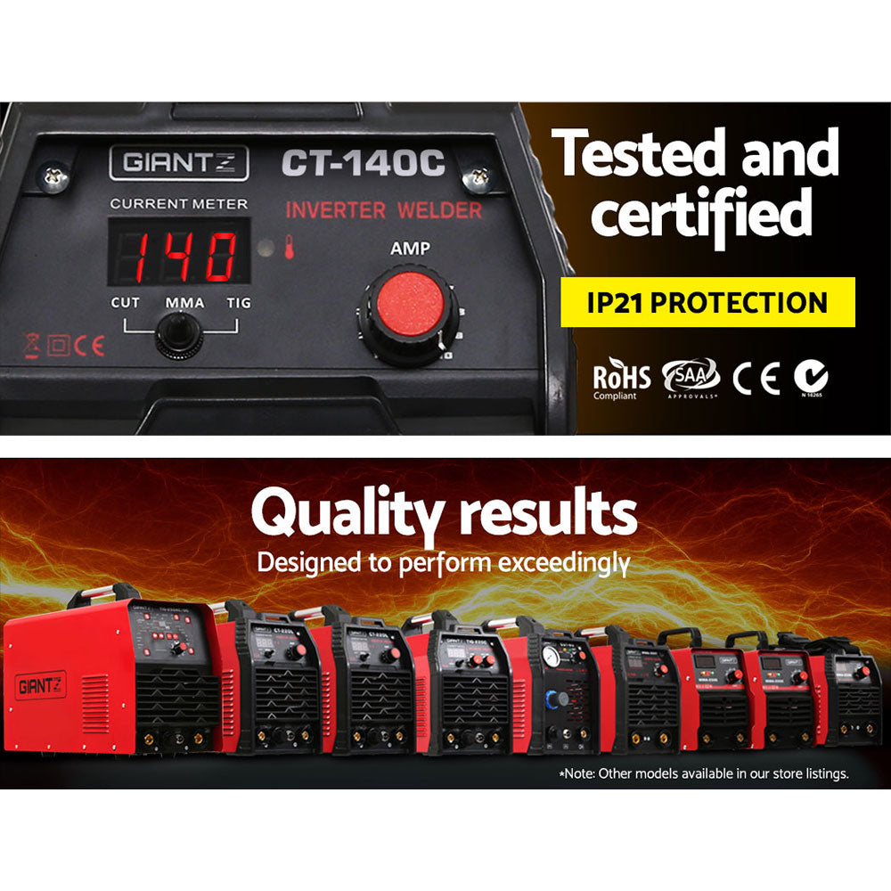 Giantz 140Amp Inverter Welder Plasma Cutter Gas DC iGBT Portable Welding Machine - ShopFrenzy