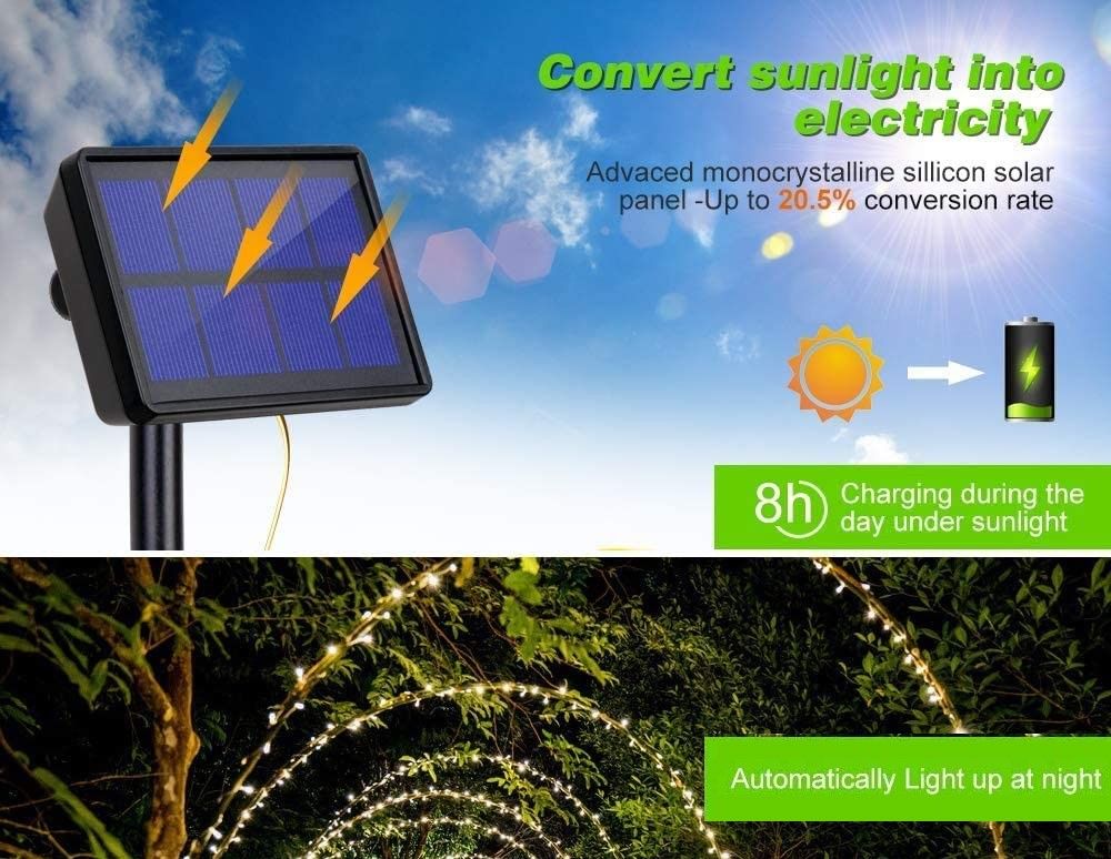 200 Waterproof LED Solar Fairy Light Outdoor with 8 Lighting Modes for Home,Garden and Decoration ShopFrenzy