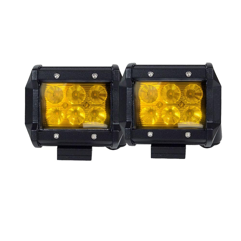 2x 4inch Flood LED Light Bar Offroad Boat Work Driving Fog Lamp Truck Yellow ShopFrenzy