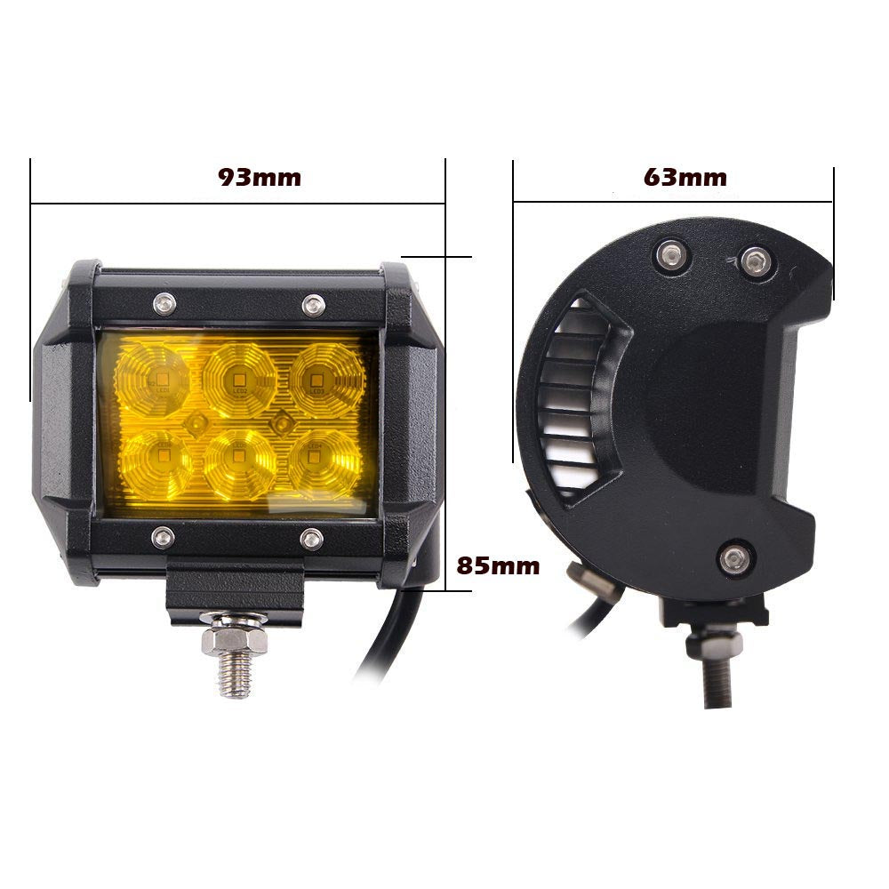 2x 4inch Flood LED Light Bar Offroad Boat Work Driving Fog Lamp Truck Yellow ShopFrenzy