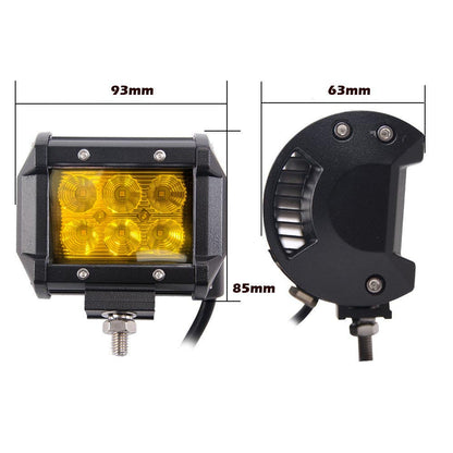 2x 4inch Flood LED Light Bar Offroad Boat Work Driving Fog Lamp Truck Yellow ShopFrenzy