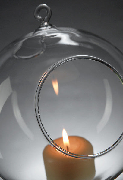 4 x Hanging Clear Glass Ball Tealight Candle Holder  - 8cm Diameter / High - Wedding Globe Decoration Terrarium Succulent Plant Mini Garden Holder Decor Craft Gift ShopFrenzy
