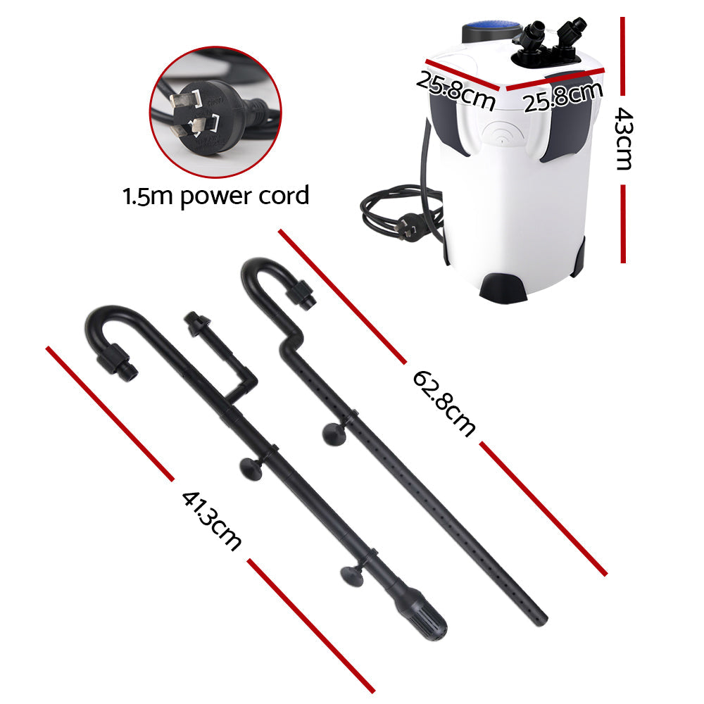 Aquarium External Canister Filter Aqua Fish Tank UV Light with Media Kit 1850L/H ShopFrenzy