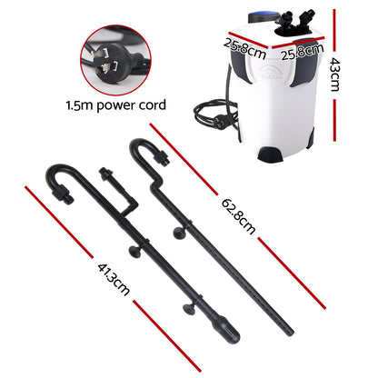 Aquarium External Canister Filter Aqua Fish Tank UV Light with Media Kit 1850L/H ShopFrenzy