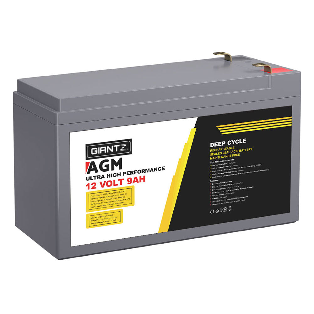 Giantz AGM Deep Cycle Battery 12V 9Ah Box Portable Solar Caravan Camping - ShopFrenzy