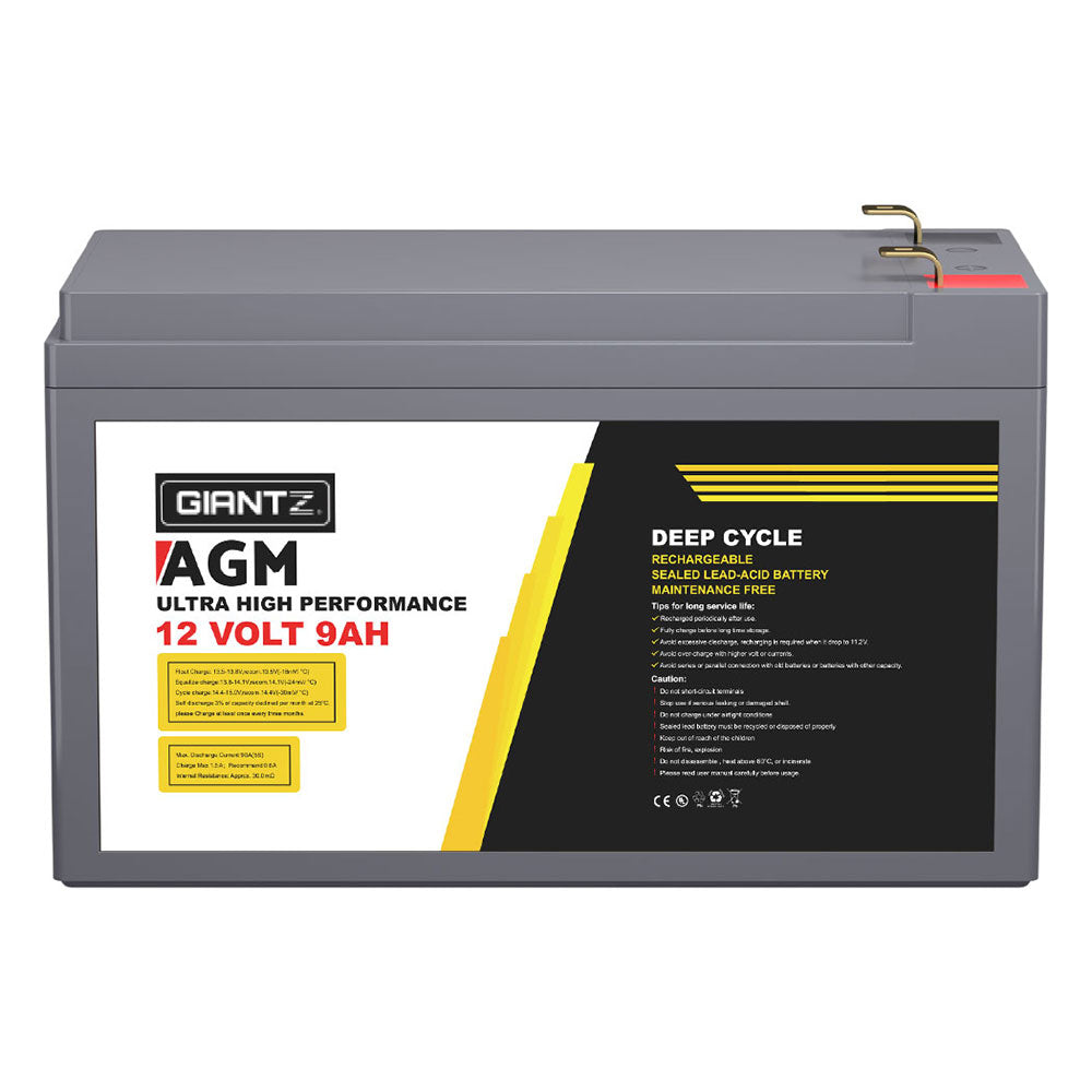 Giantz AGM Deep Cycle Battery 12V 9Ah Box Portable Solar Caravan Camping - ShopFrenzy