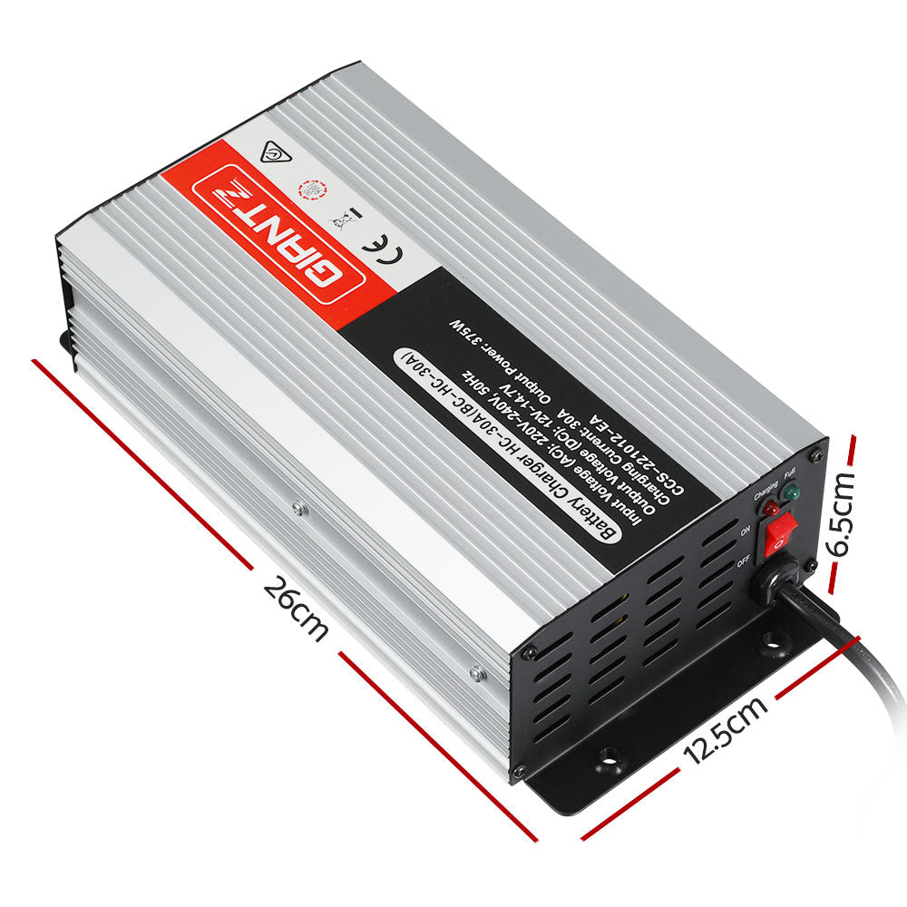 Giantz 12V 30A Car Battery Charger 30Amp ATV 4WD Boat Caravan - ShopFrenzy