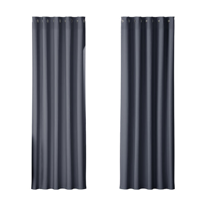 Artiss 2X Blockout Curtains Eyelet 180x213cm Charcoal - ShopFrenzy