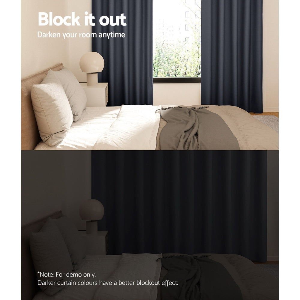 Artiss 2X Blockout Curtains Eyelet 180x213cm Charcoal - ShopFrenzy
