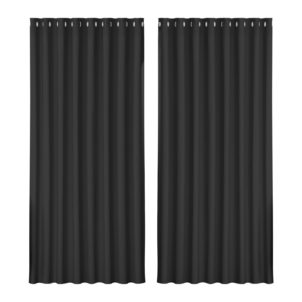 Artiss 2X Blockout Curtains Eyelet 300x230cm Black - ShopFrenzy
