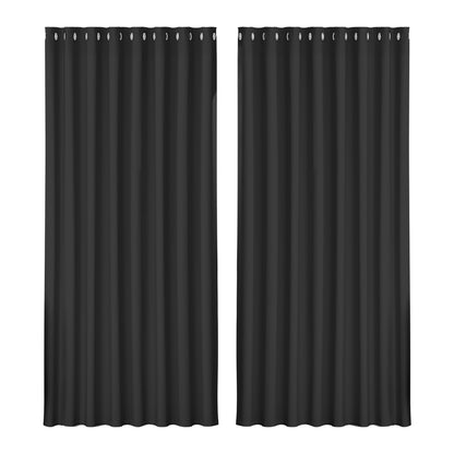 Artiss 2X Blockout Curtains Eyelet 300x230cm Black - ShopFrenzy