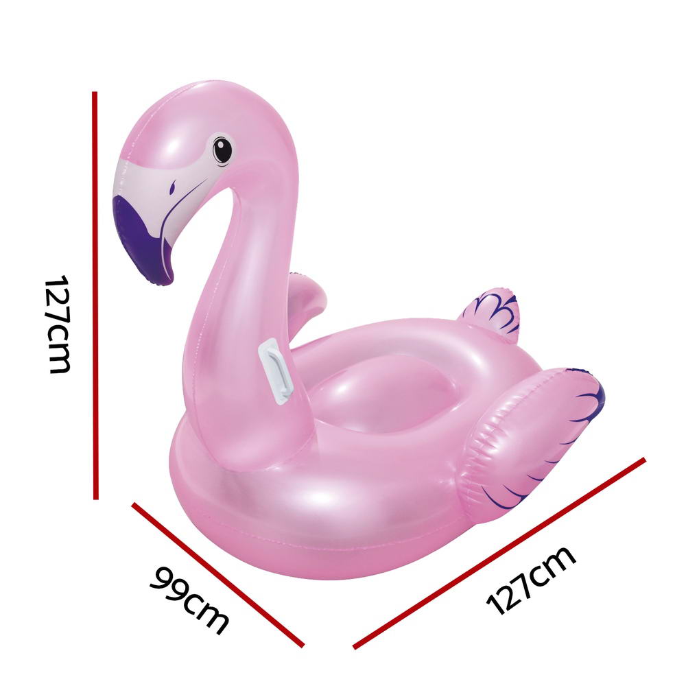 Bestway Kids Flamingo Rider Ride On Float Floating Seat Pool Lounger 1.27Mx1.27M - ShopFrenzy