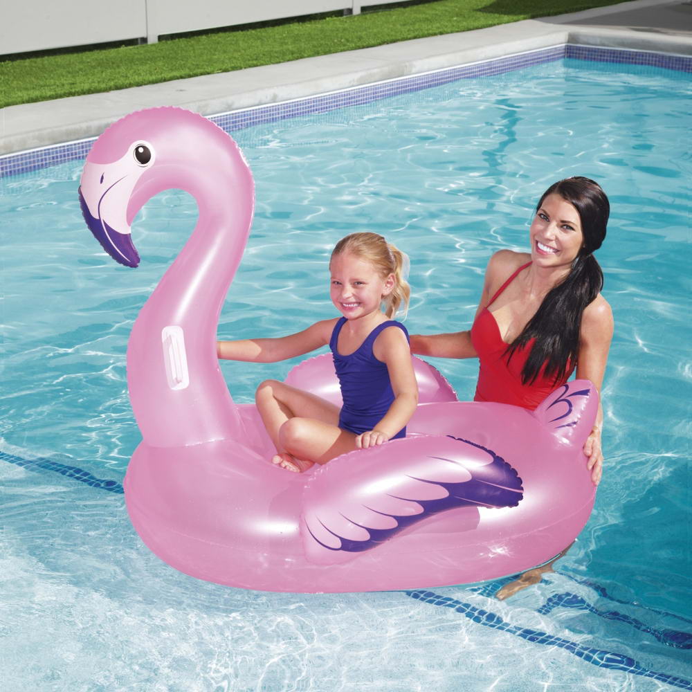 Bestway Kids Flamingo Rider Ride On Float Floating Seat Pool Lounger 1.27Mx1.27M - ShopFrenzy