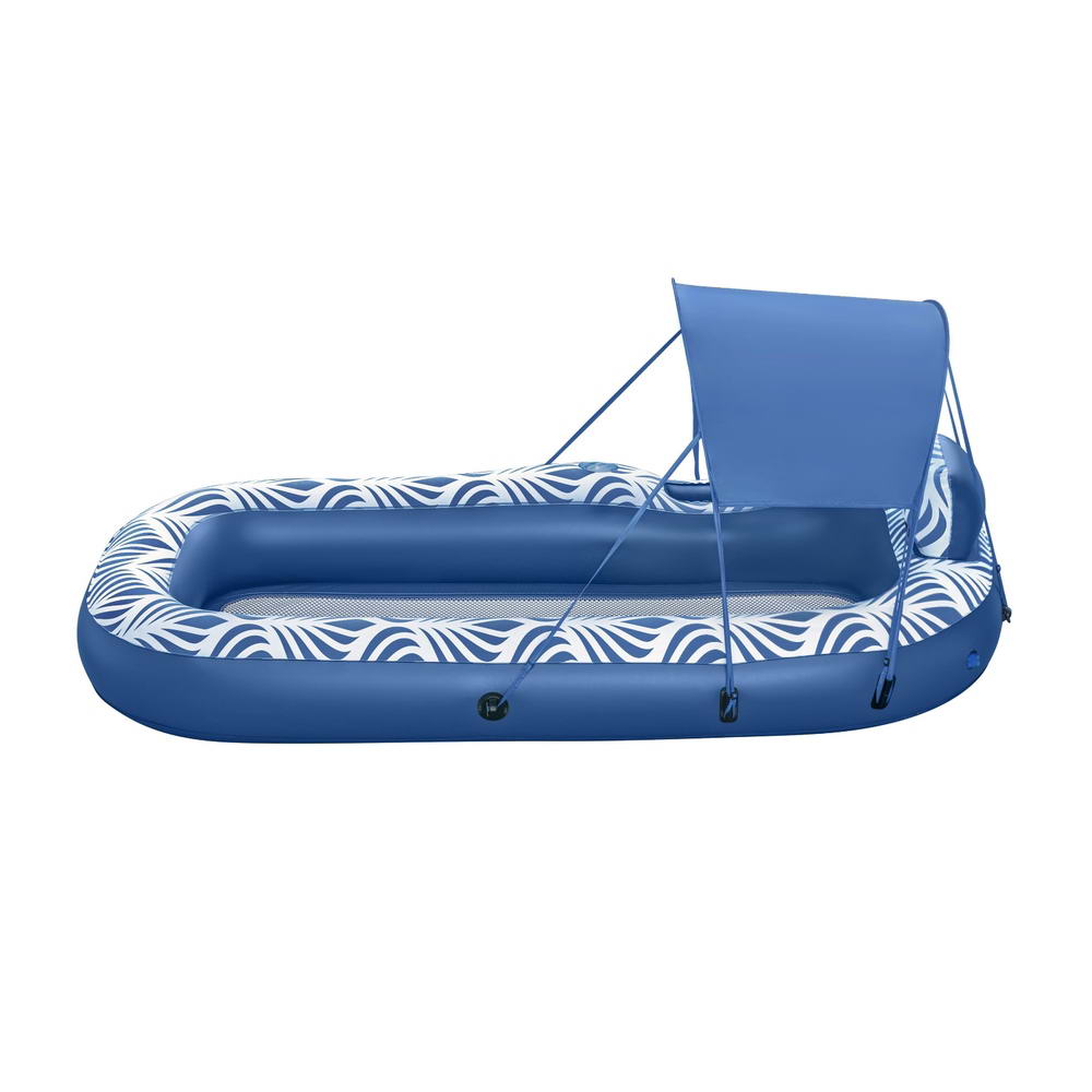 Bestway Inflatable Floating Float Lounger with Sunshade Canopy 1.98Mx1.12M Blue - ShopFrenzy