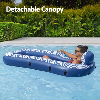 Bestway Inflatable Floating Float Lounger with Sunshade Canopy 1.98Mx1.12M Blue - ShopFrenzy