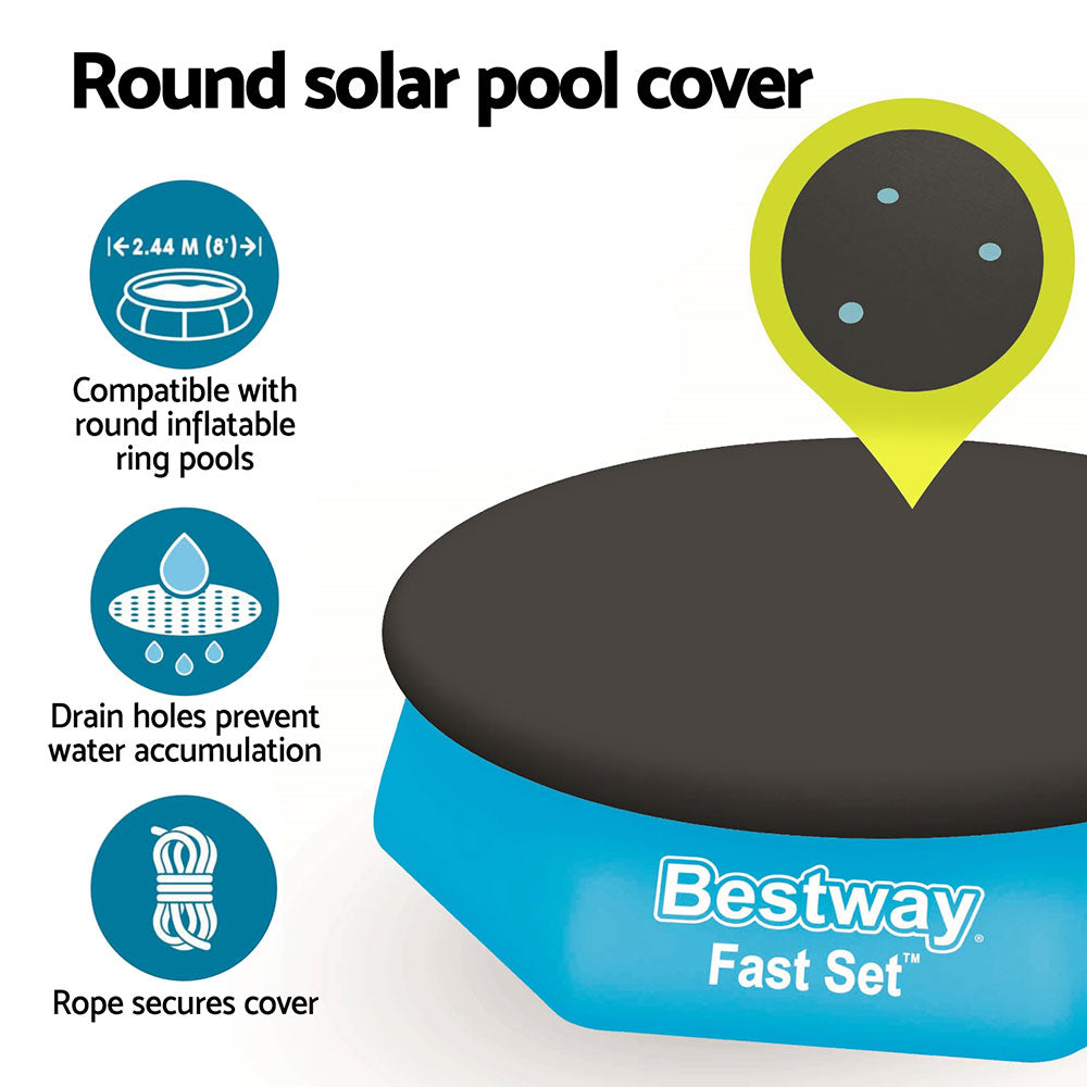 Bestway Pool Cover Fits 2.44m Above Ground Swimming Pool PVC Blanket - ShopFrenzy