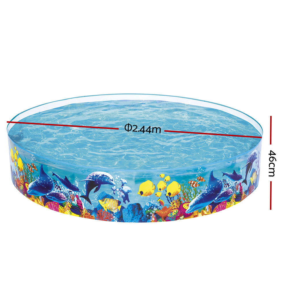 Bestway Kids Pool 244x46cm Round Above Ground Rigid Swimming Pools Undersea 2074L - ShopFrenzy