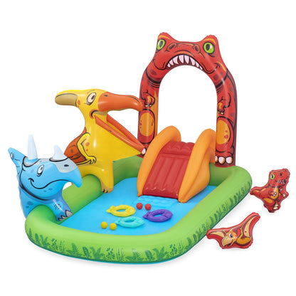 Bestway Kids Inflatable Play Splash Pool with Slide Ball Tossing Toys 242x140cm - ShopFrenzy