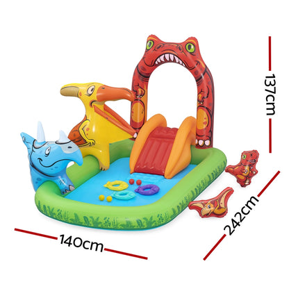 Bestway Kids Inflatable Play Splash Pool with Slide Ball Tossing Toys 242x140cm - ShopFrenzy
