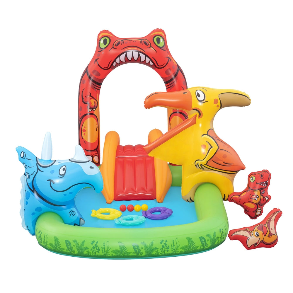 Bestway Kids Inflatable Play Splash Pool with Slide Ball Tossing Toys 242x140cm - ShopFrenzy