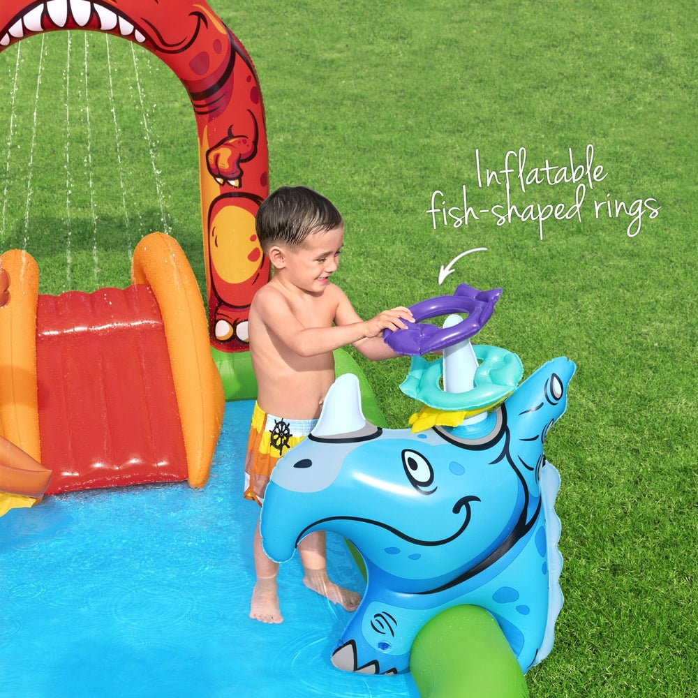 Bestway Kids Inflatable Play Splash Pool with Slide Ball Tossing Toys 242x140cm - ShopFrenzy