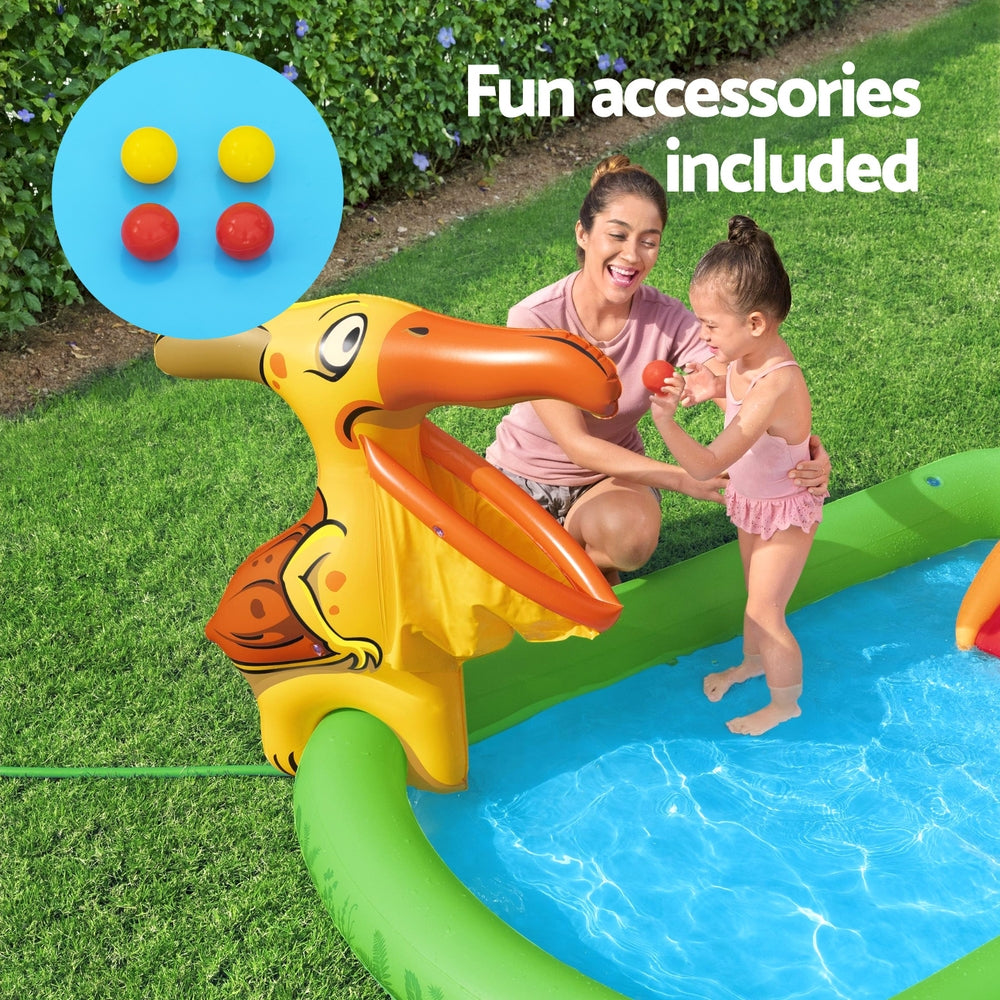 Bestway Kids Inflatable Play Splash Pool with Slide Ball Tossing Toys 242x140cm - ShopFrenzy
