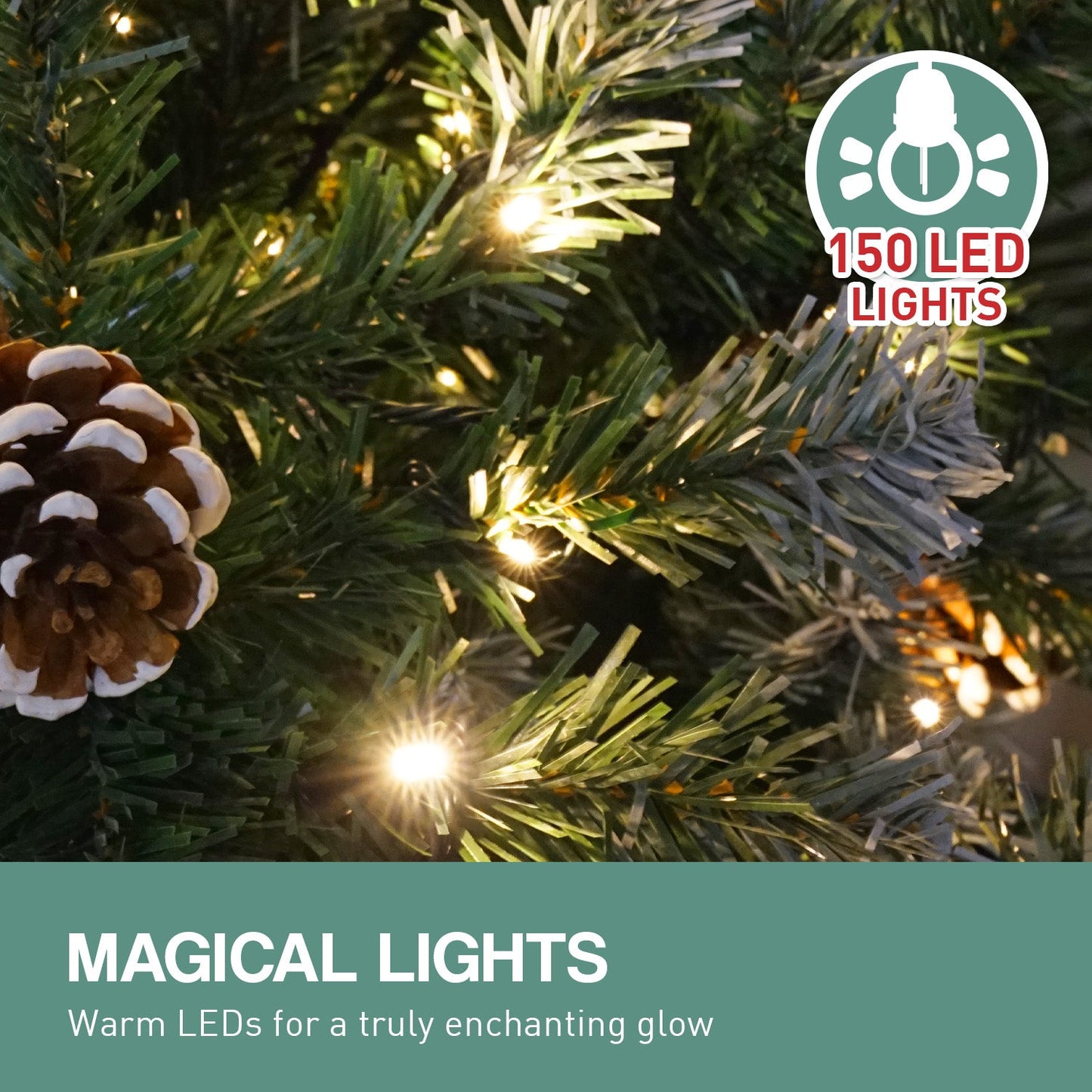 Best Value Christabelle 1.2m Pre Lit LED Christmas Tree Decor with Pine Cones Xmas Decorations ShopFrenzy