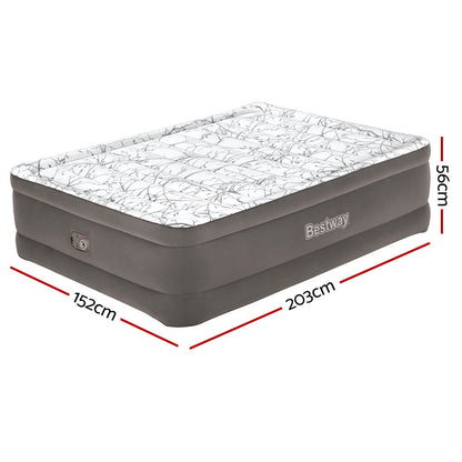 Bestway Air Mattress Bed Single Size Inflatable Flocked Camping Beds 56CM ShopFrenzy