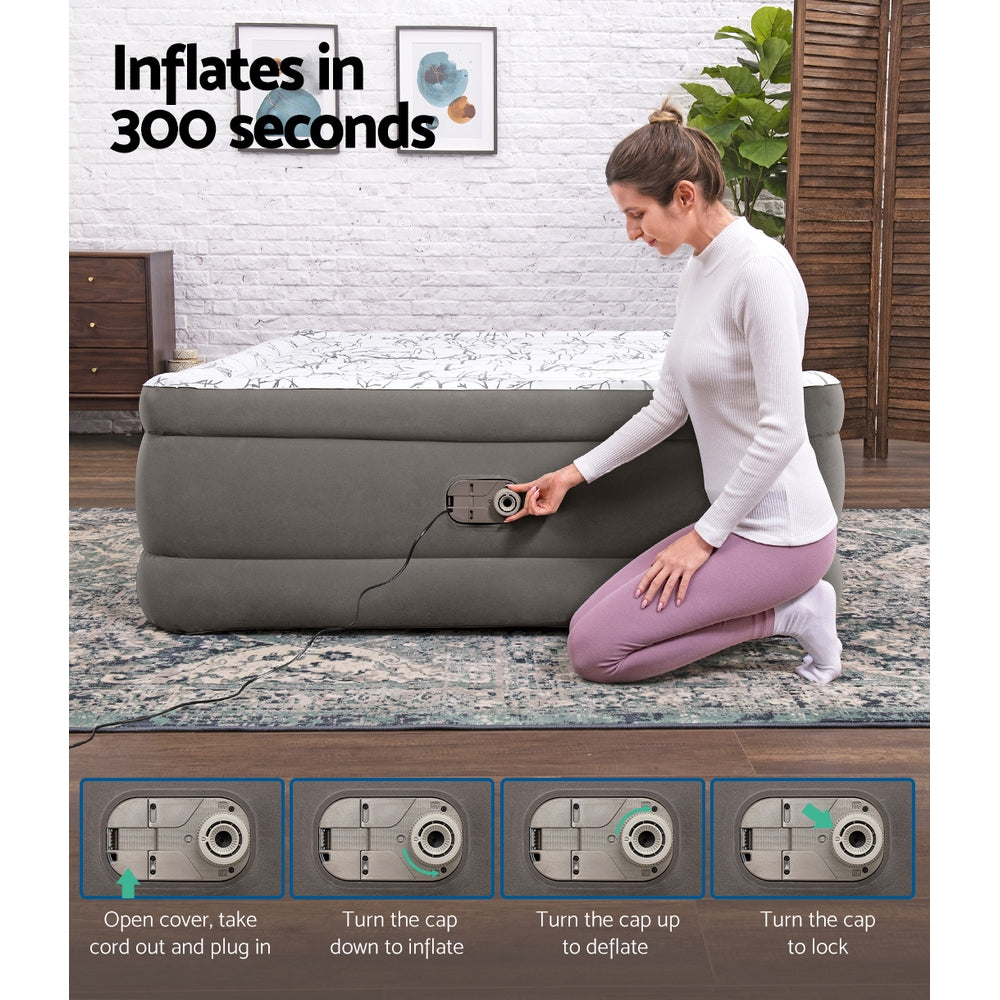 Bestway Air Mattress Bed Single Size Inflatable Flocked Camping Beds 56CM ShopFrenzy