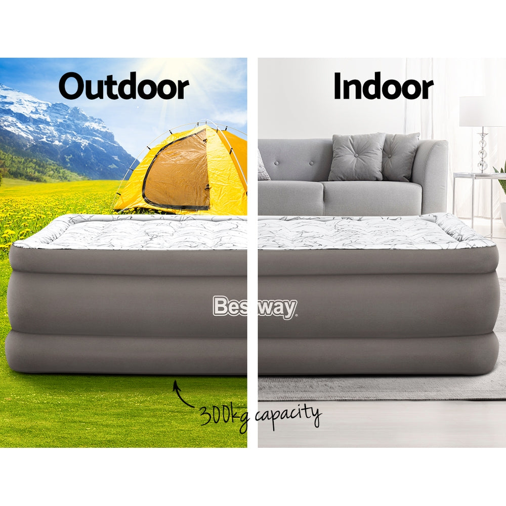 Bestway Air Mattress Bed Single Size Inflatable Flocked Camping Beds 56CM ShopFrenzy