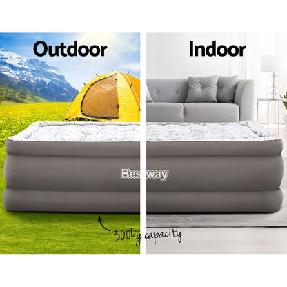 Bestway Air Mattress Bed Single Size Inflatable Flocked Camping Beds 56CM ShopFrenzy