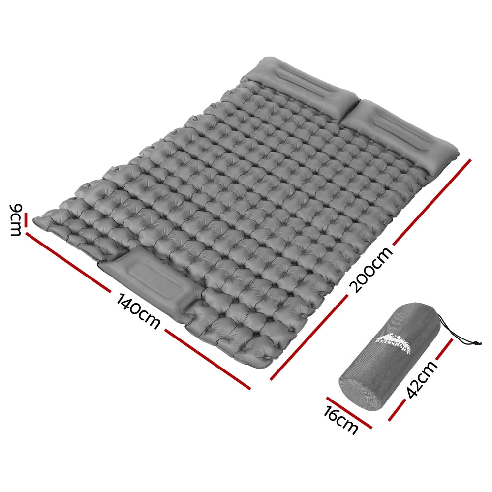 Weisshorn Self Inflating Mattress Camping Sleeping Mat Air Bed Double Pillow Bag - ShopFrenzy