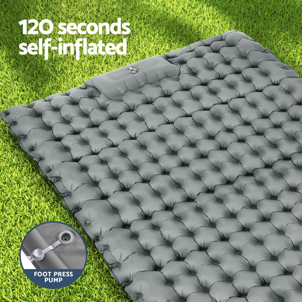 Weisshorn Self Inflating Mattress Camping Sleeping Mat Air Bed Double Pillow Bag - ShopFrenzy