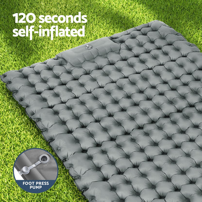Weisshorn Self Inflating Mattress Camping Sleeping Mat Air Bed Double Pillow Bag - ShopFrenzy