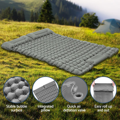 Weisshorn Self Inflating Mattress Camping Sleeping Mat Air Bed Double Pillow Bag - ShopFrenzy