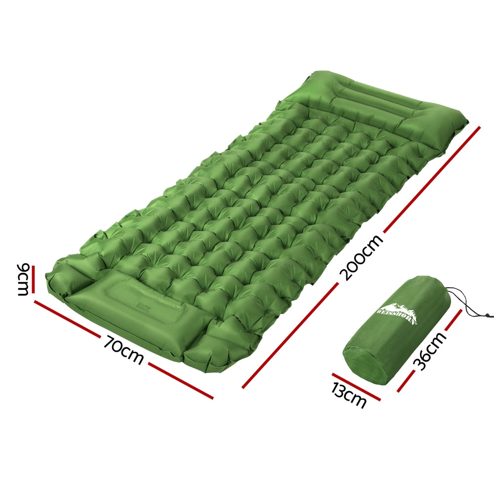 Weisshorn Self Inflating Mattress Camping Sleeping Mat Air Bed Pad Single Pillow - ShopFrenzy